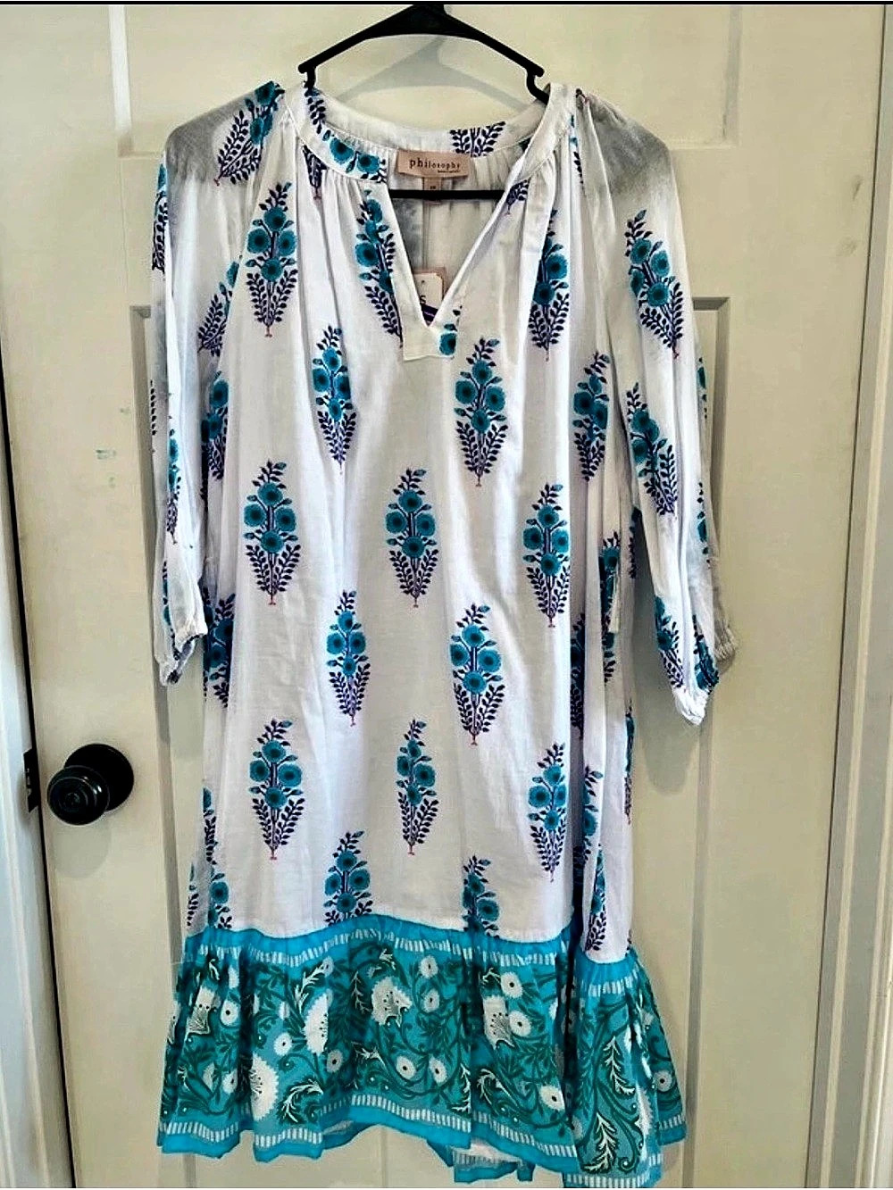 Philosophy Floral Mini Dress in White & Blue Size Small NWT